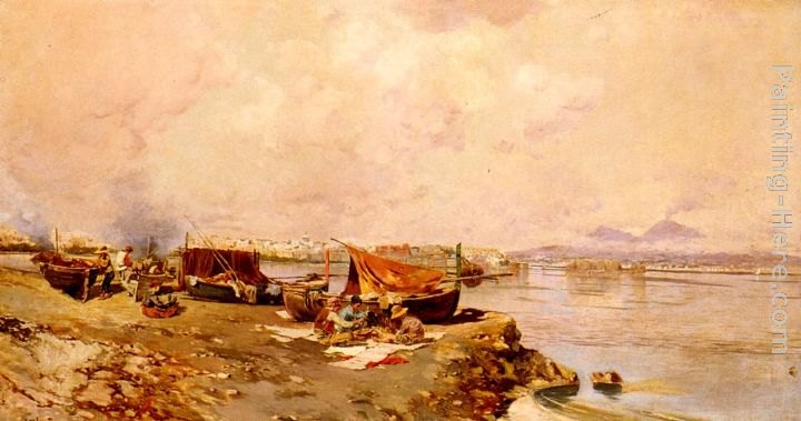 Carlo Brancaccio Fishermen's Tasks In The Bay Of Naples